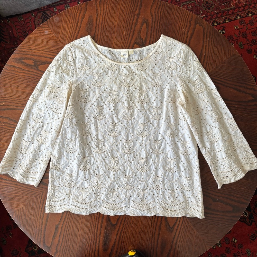 100% Cotton Cream Lace Blouse size M cottage core